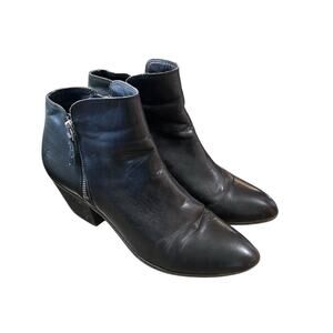 Frye Judith Zip Boot Black leather double zip stacked heel women's size 10